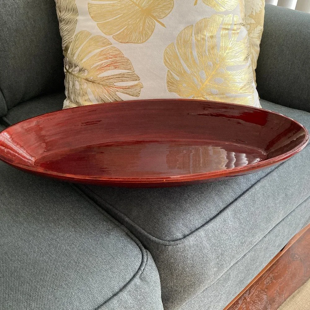 Z Gallerie Oval Bamboo Laquered Tray/Platter